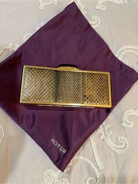 J. Crew Gold-Trim Brown Python-Embossed Evening Clutch
